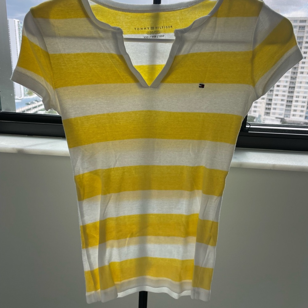 Tommy Hilfiger Yellow and White Striped Shirt